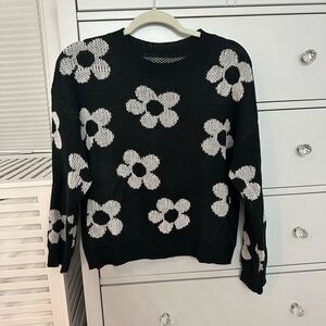 Black and White Floral Sweater